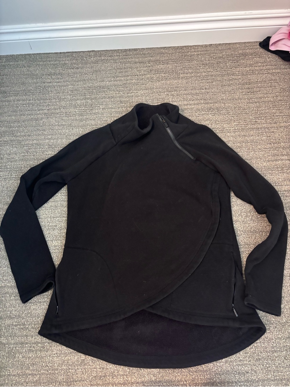 Athleta Black Asymmetrical Funnel-Neck Pullover